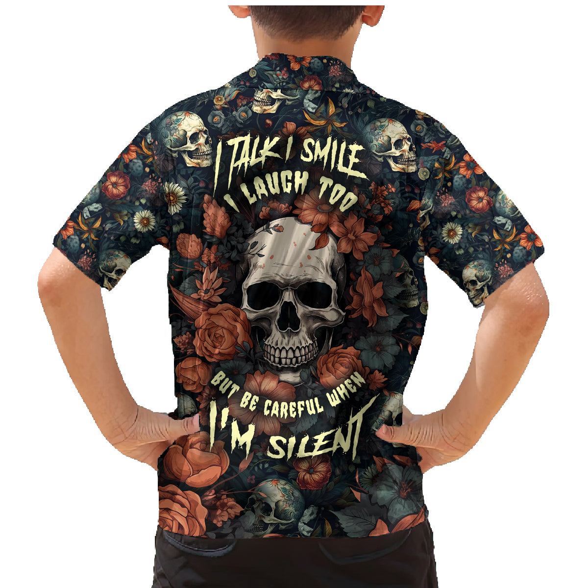 I Talk I Smile I Laugh Too But Be Care Ful When I'm Silent Family Matching Mermaid Dress and Hawaiian Shirt - Wonder Print Shop