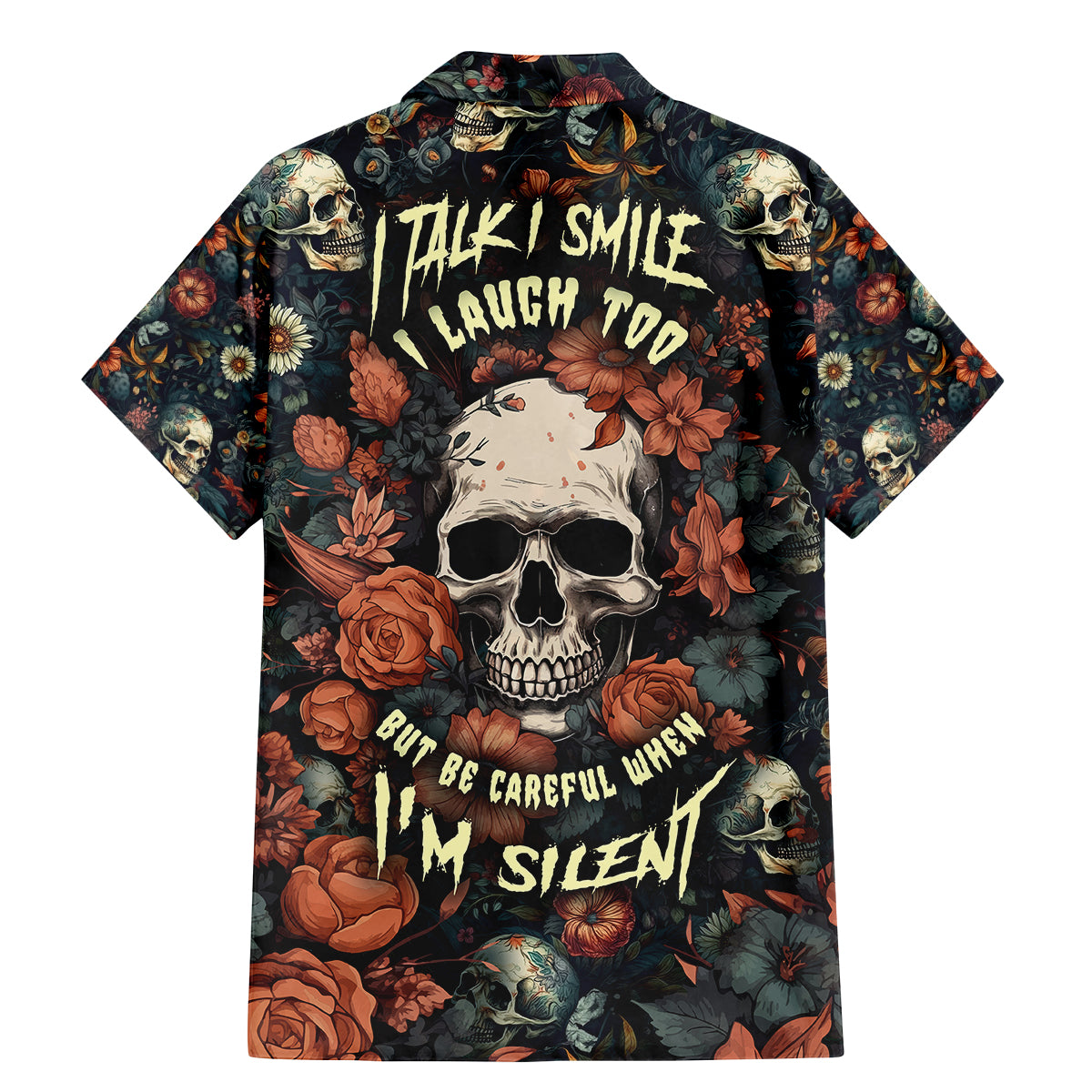I Talk I Smile I Laugh Too But Be Care Ful When I'm Silent Family Matching Mermaid Dress and Hawaiian Shirt - Wonder Print Shop