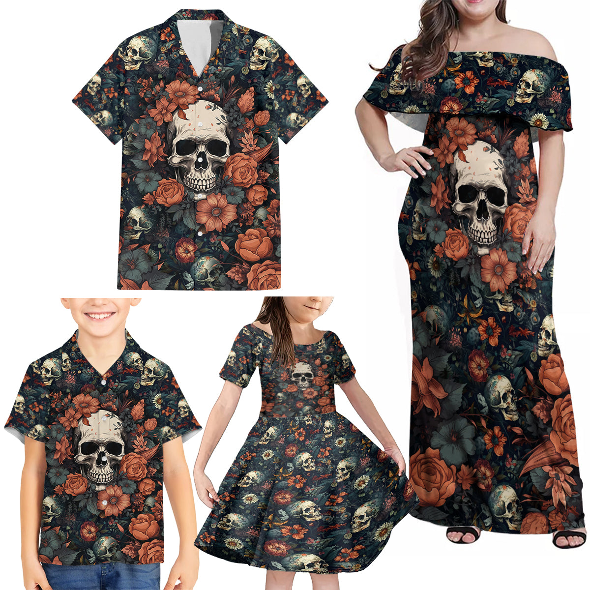 I Talk I Smile I Laugh Too But Be Care Ful When I'm Silent Family Matching Off Shoulder Maxi Dress and Hawaiian Shirt - Wonder Print Shop