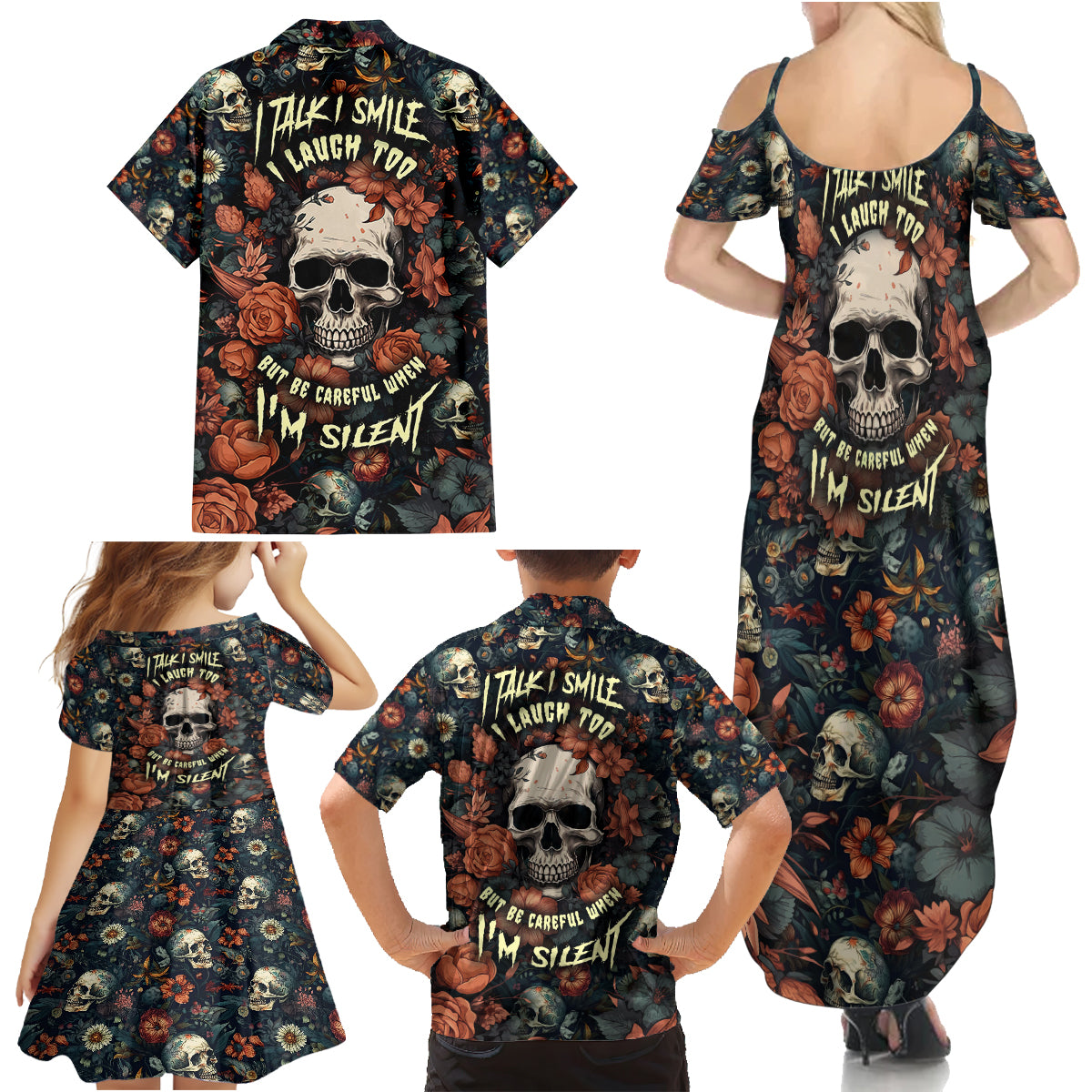 I Talk I Smile I Laugh Too But Be Care Ful When I'm Silent Family Matching Summer Maxi Dress and Hawaiian Shirt - Wonder Print Shop