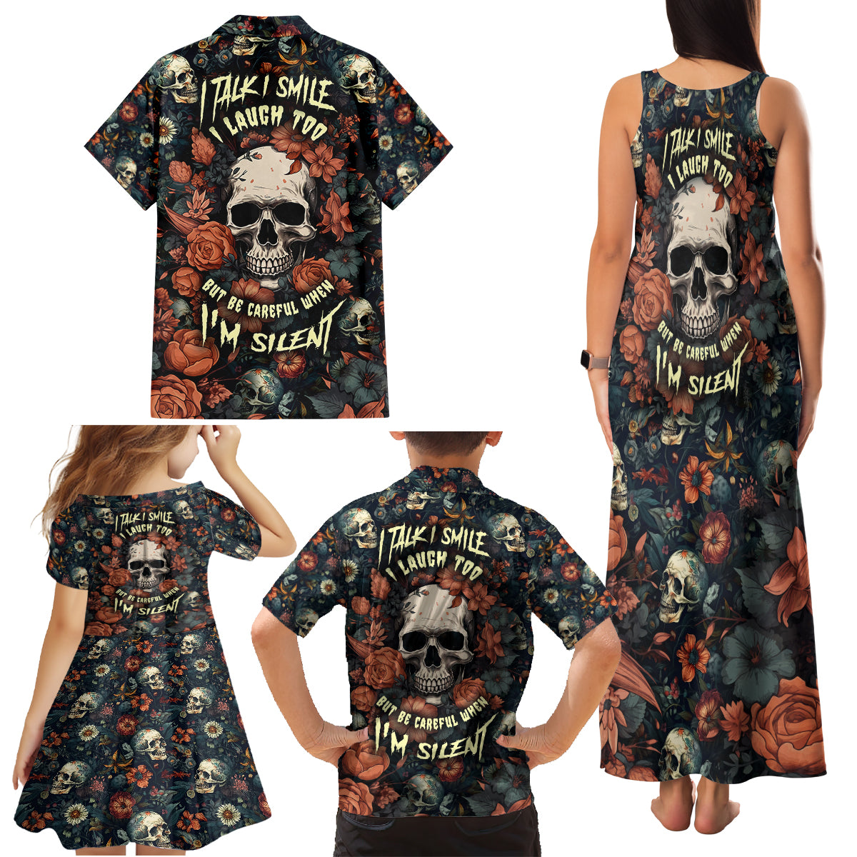 I Talk I Smile I Laugh Too But Be Care Ful When I'm Silent Family Matching Tank Maxi Dress and Hawaiian Shirt - Wonder Print Shop