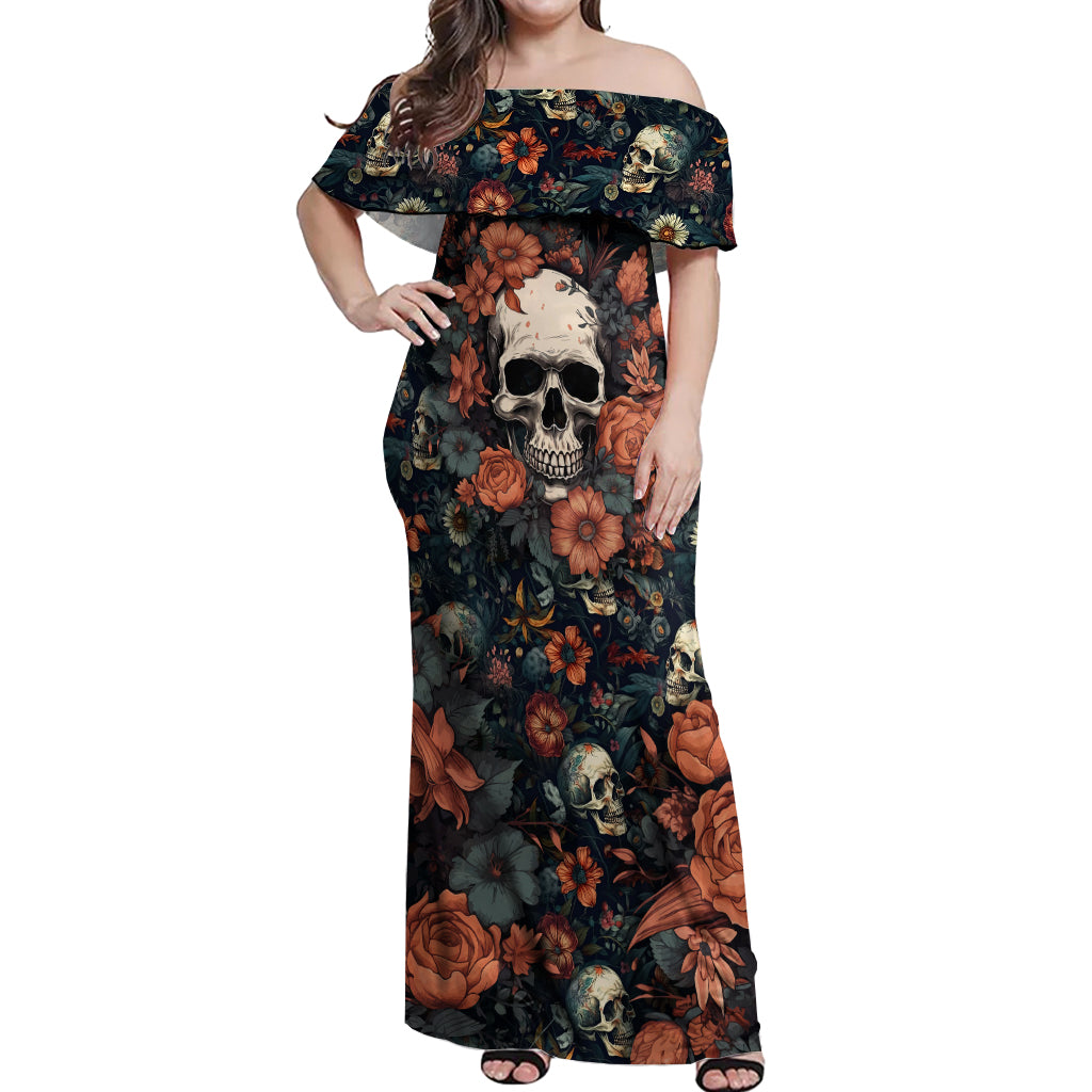 I Talk I Smile I Laugh Too But Be Care Ful When I'm Silent Off Shoulder Maxi Dress - Wonder Print Shop