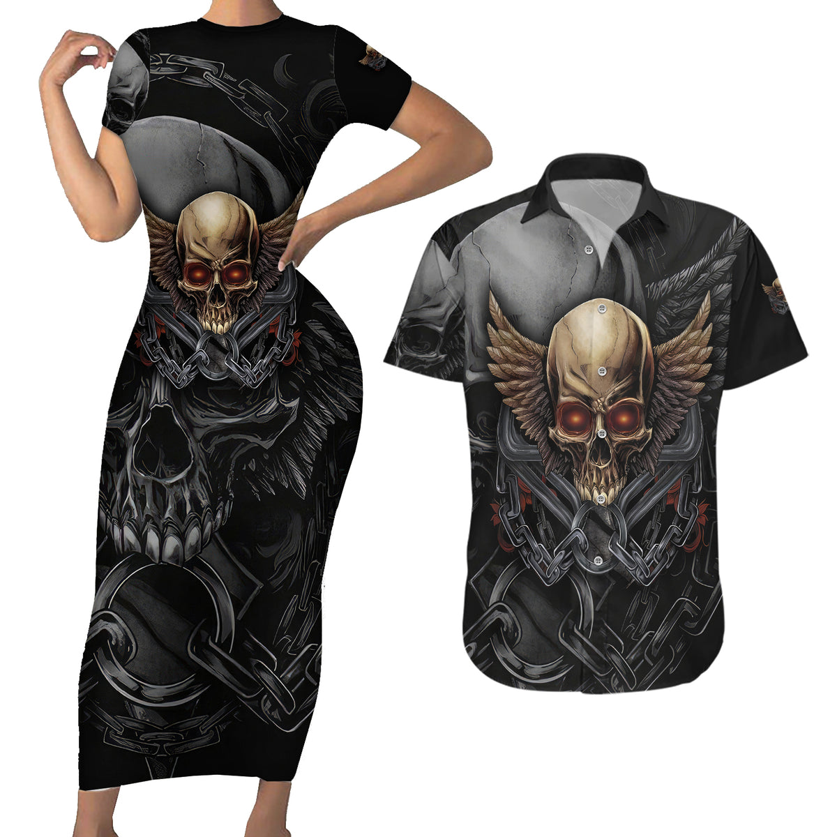 People Give Me The Creep Couples Matching Short Sleeve Bodycon Dress and Hawaiian Shirt - Wonder Print Shop