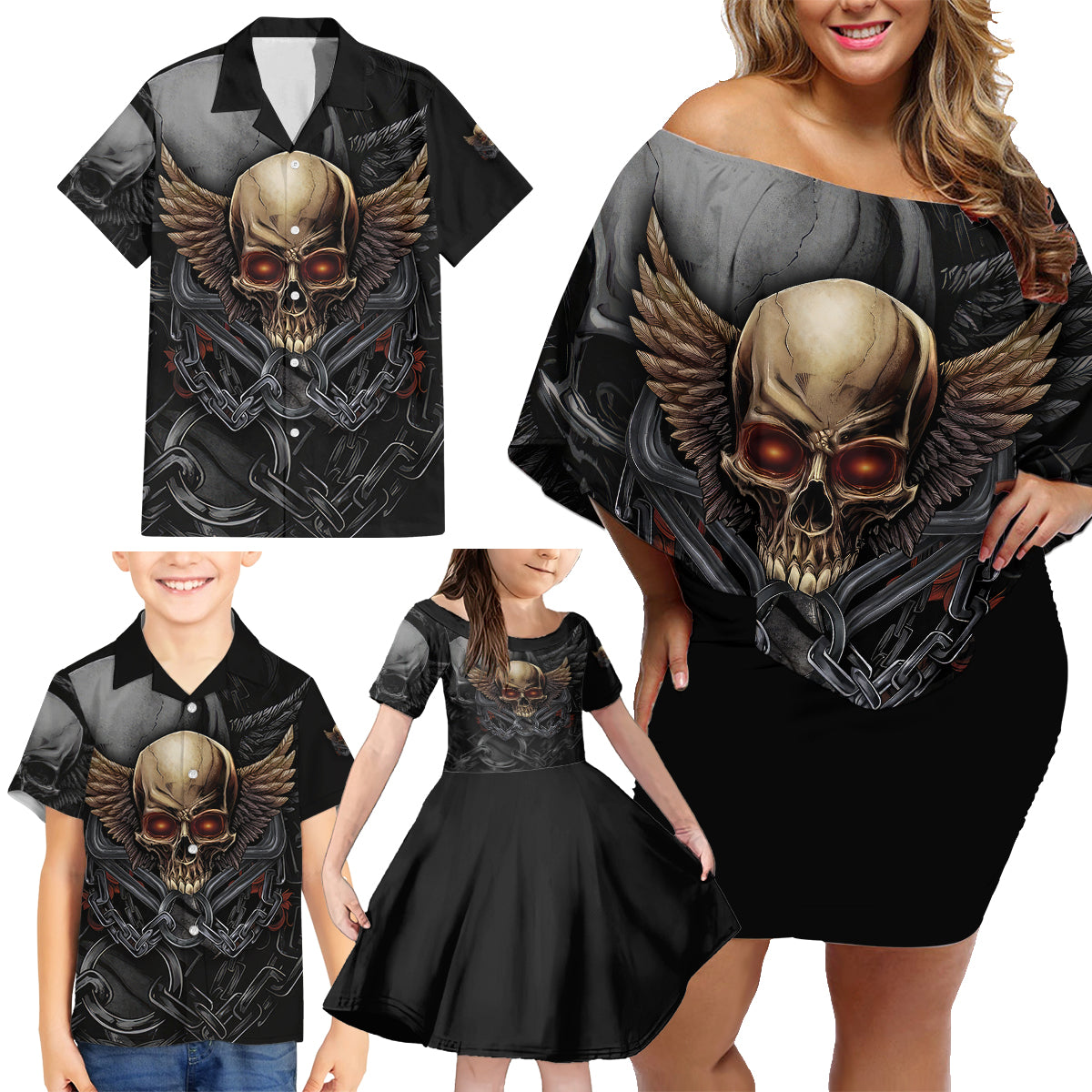 People Give Me The Creep Family Matching Off Shoulder Short Dress and Hawaiian Shirt - Wonder Print Shop