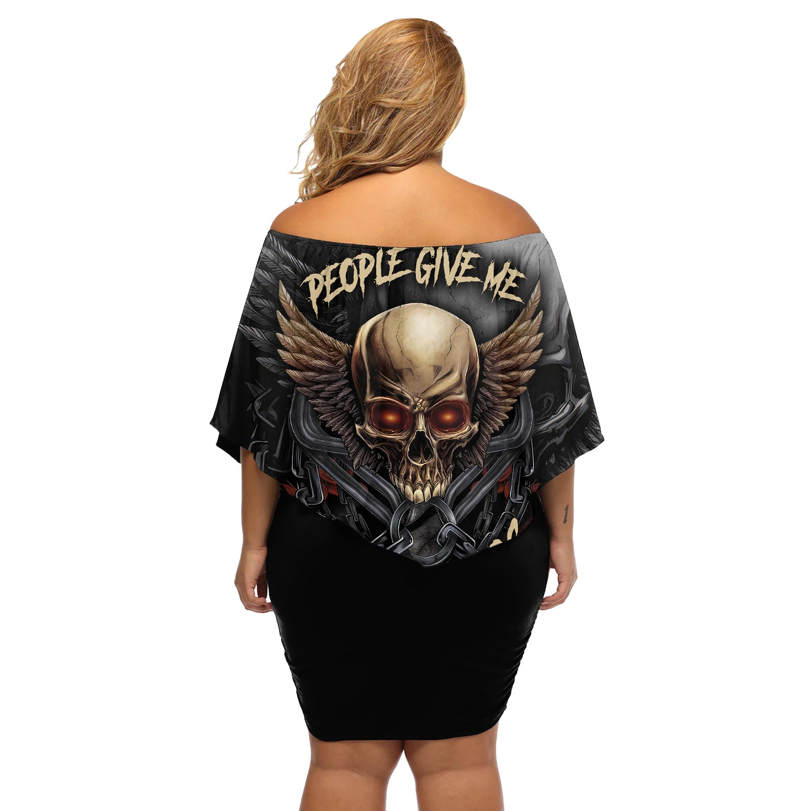 People Give Me The Creep Off Shoulder Short Dress - Wonder Print Shop
