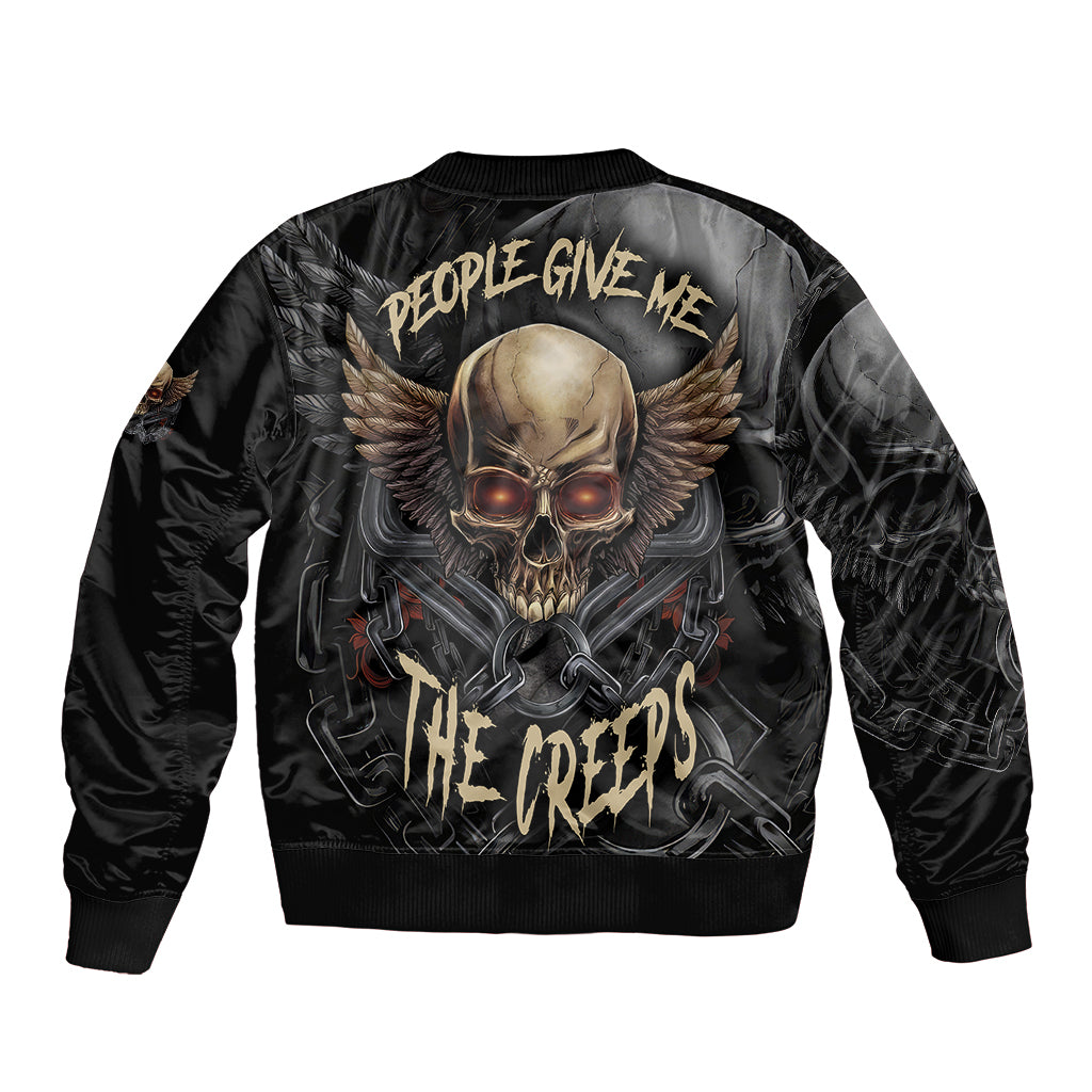 People Give Me The Creep Sleeve Zip Bomber Jacket - Wonder Print Shop