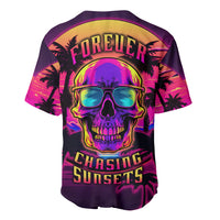 Foreuer Chasing Sunsets Skull Baseball Jersey - Wonder Print Shop