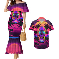 Foreuer Chasing Sunsets Skull Couples Matching Mermaid Dress and Hawaiian Shirt - Wonder Print Shop