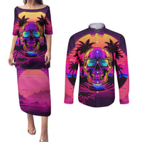 Foreuer Chasing Sunsets Skull Couples Matching Puletasi Dress and Long Sleeve Button Shirts - Wonder Print Shop