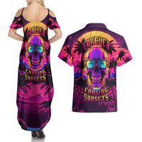 Foreuer Chasing Sunsets Skull Couples Matching Summer Maxi Dress and Hawaiian Shirt - Wonder Print Shop