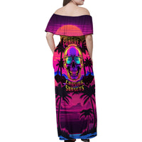 Foreuer Chasing Sunsets Skull Family Matching Off Shoulder Maxi Dress and Hawaiian Shirt - Wonder Print Shop