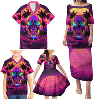 Foreuer Chasing Sunsets Skull Family Matching Puletasi Dress and Hawaiian Shirt - Wonder Print Shop