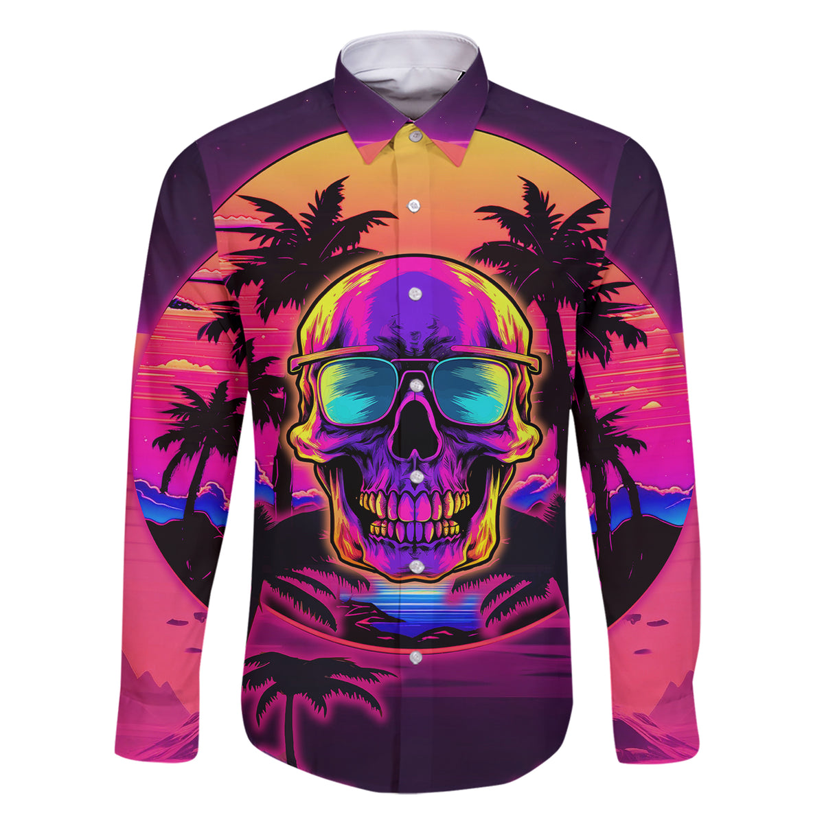 Foreuer Chasing Sunsets Skull Family Matching Short Sleeve Bodycon Dress and Hawaiian Shirt - Wonder Print Shop