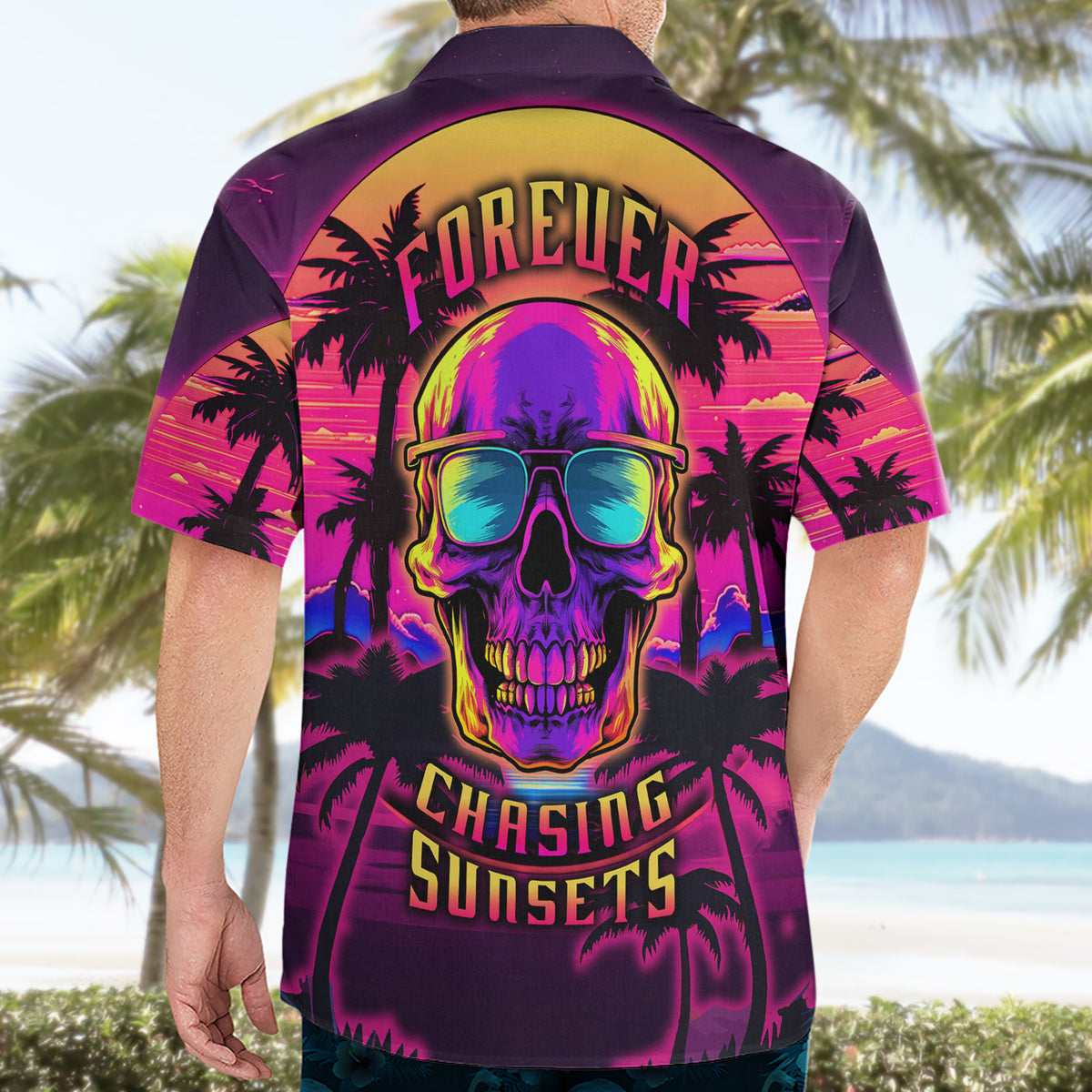 Foreuer Chasing Sunsets Skull Hawaiian Shirt - Wonder Print Shop