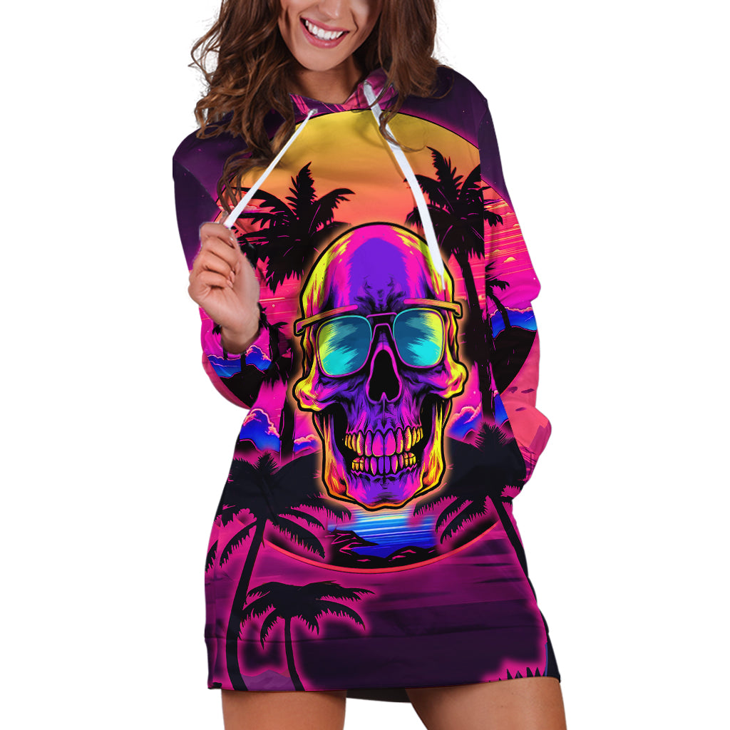 Foreuer Chasing Sunsets Skull Hoodie Dress - Wonder Print Shop