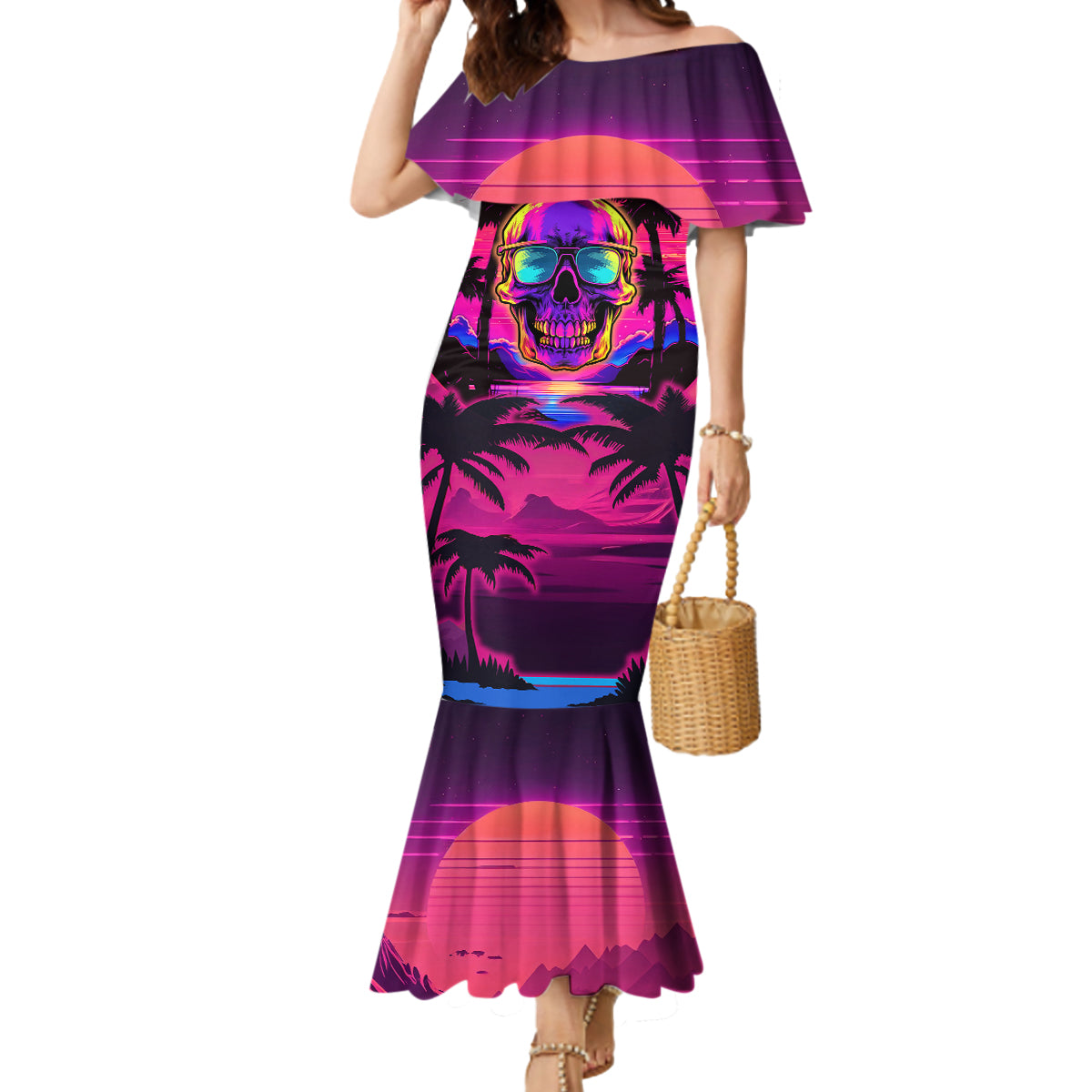 Foreuer Chasing Sunsets Skull Mermaid Dress - Wonder Print Shop