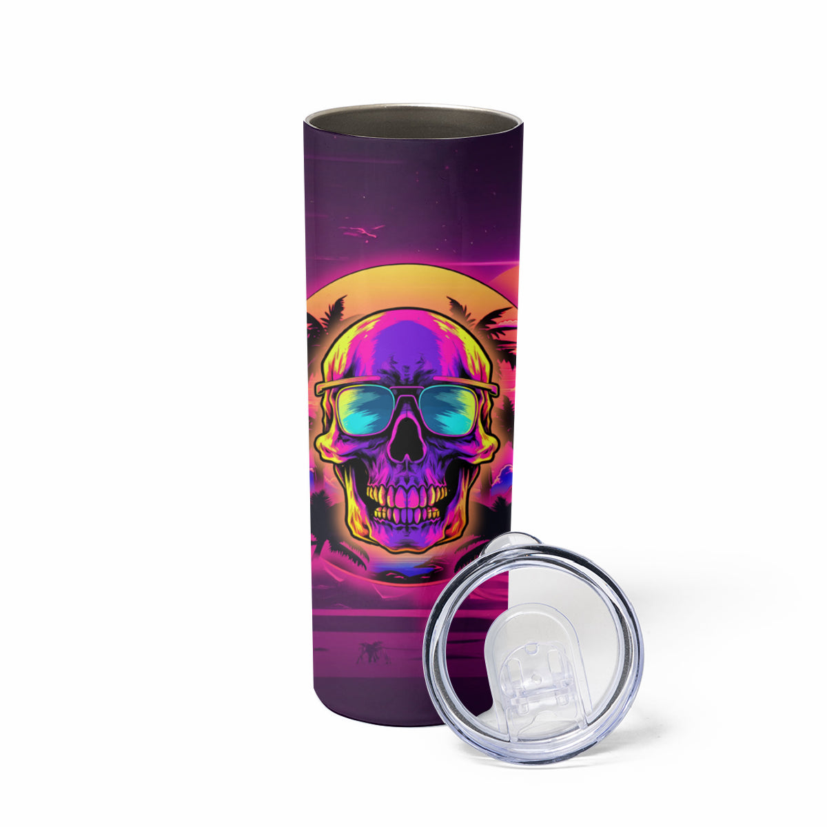 Foreuer Chasing Sunsets Skull Skinny Tumbler - Wonder Print Shop