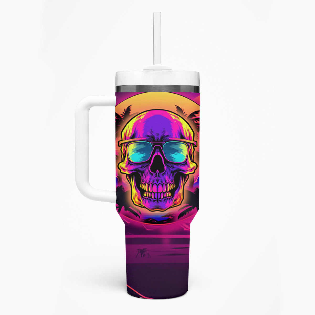 Foreuer Chasing Sunsets Skull Tumbler With Handle - Wonder Print Shop