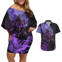 Don't Test The Monster In Me Couples Matching Off Shoulder Short Dress and Hawaiian Shirt - Wonder Print Shop