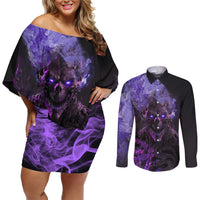 Don't Test The Monster In Me Couples Matching Off Shoulder Short Dress and Long Sleeve Button Shirts - Wonder Print Shop