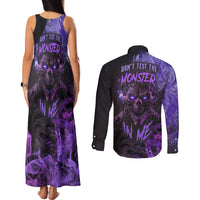 Don't Test The Monster In Me Couples Matching Tank Maxi Dress and Long Sleeve Button Shirts - Wonder Print Shop