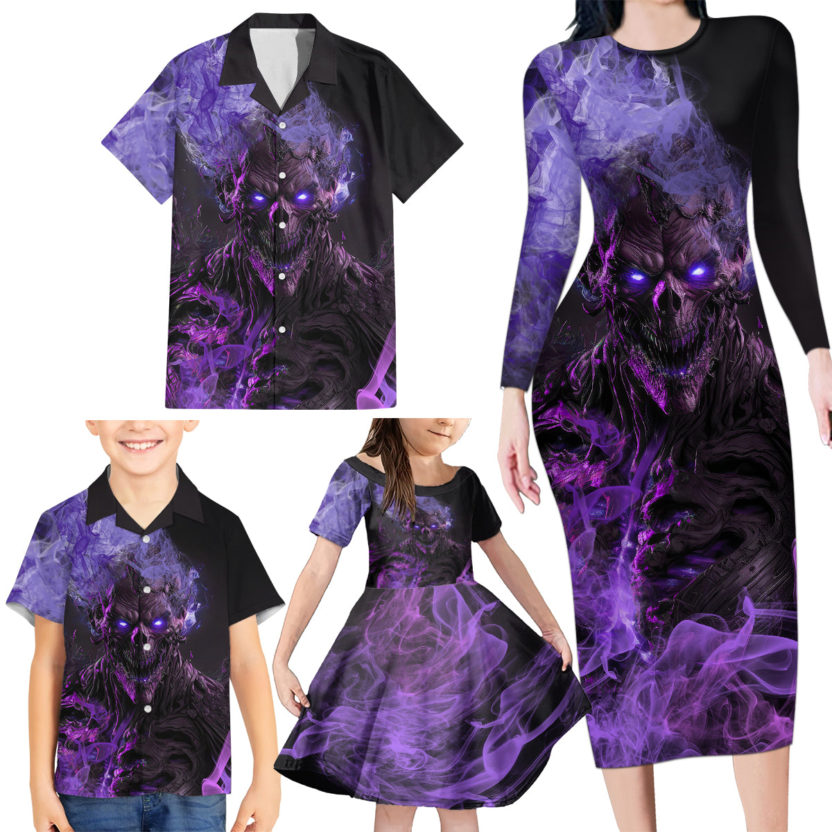 Don't Test The Monster In Me Family Matching Long Sleeve Bodycon Dress and Hawaiian Shirt - Wonder Print Shop