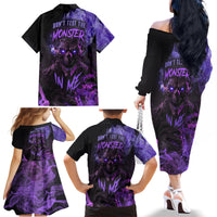 Don't Test The Monster In Me Family Matching Off Shoulder Long Sleeve Dress and Hawaiian Shirt - Wonder Print Shop