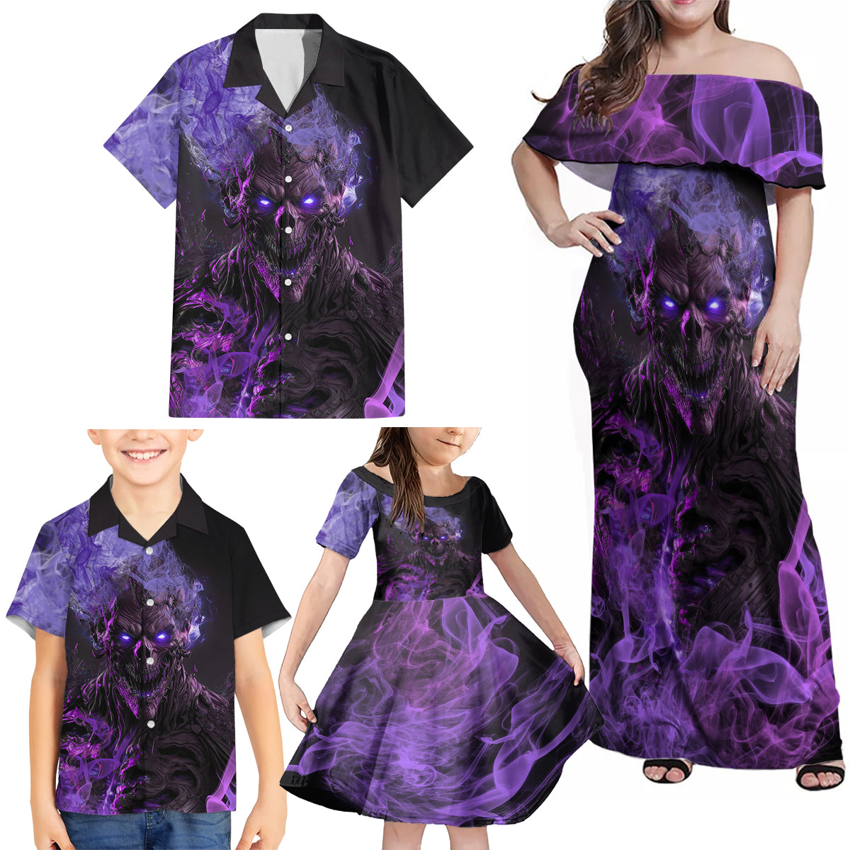 Don't Test The Monster In Me Family Matching Off Shoulder Maxi Dress and Hawaiian Shirt - Wonder Print Shop