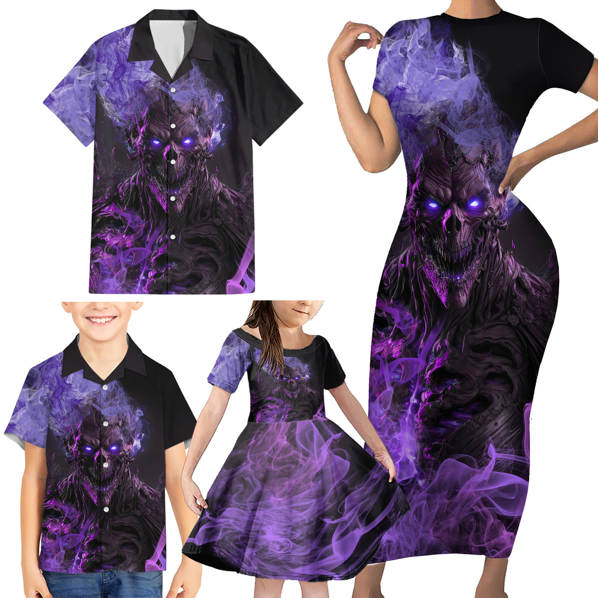 Don't Test The Monster In Me Family Matching Short Sleeve Bodycon Dress and Hawaiian Shirt - Wonder Print Shop