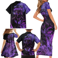 Don't Test The Monster In Me Family Matching Short Sleeve Bodycon Dress and Hawaiian Shirt - Wonder Print Shop