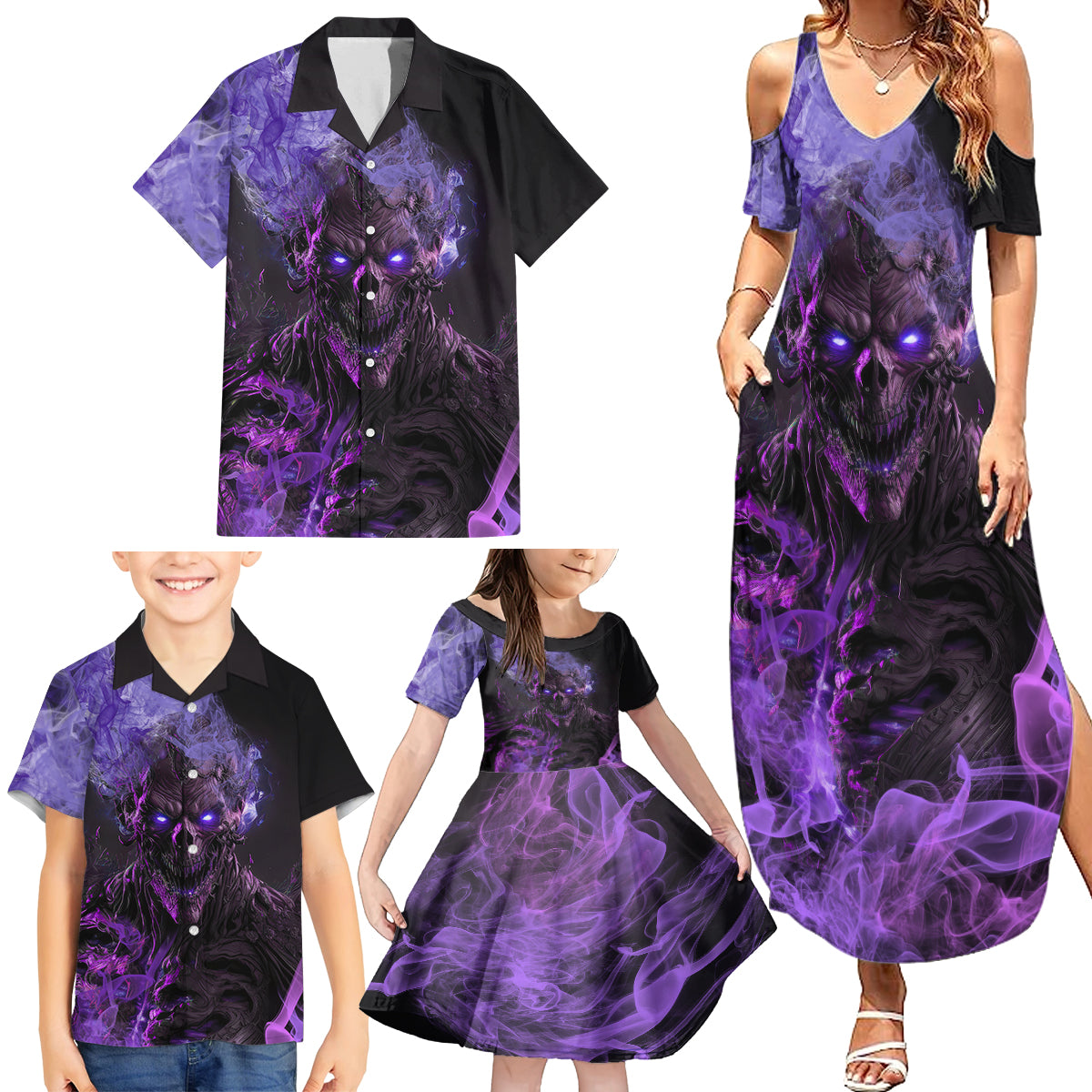 Don't Test The Monster In Me Family Matching Summer Maxi Dress and Hawaiian Shirt - Wonder Print Shop