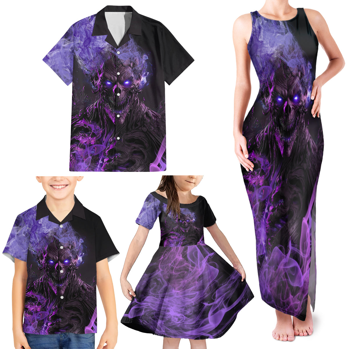 Don't Test The Monster In Me Family Matching Tank Maxi Dress and Hawaiian Shirt - Wonder Print Shop