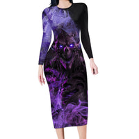 Don't Test The Monster In Me Long Sleeve Bodycon Dress - Wonder Print Shop