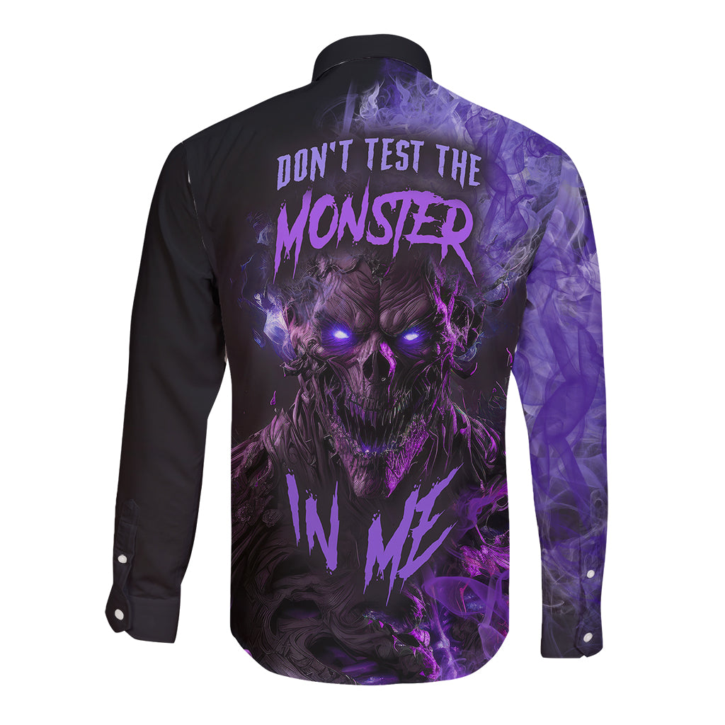 Don't Test The Monster In Me Long Sleeve Button Shirt - Wonder Print Shop