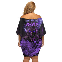 Don't Test The Monster In Me Off Shoulder Short Dress - Wonder Print Shop