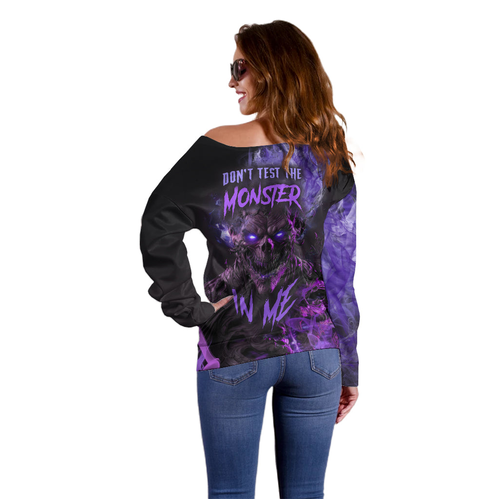 Don't Test The Monster In Me Off Shoulder Sweater - Wonder Print Shop