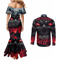 time-to-unleash-alittle-hell-couples-matching-mermaid-dress-and-long-sleeve-button-shirts
