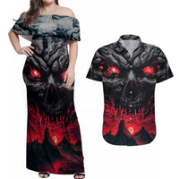 Time To Unleash Alittle Hell!! Couples Matching Off Shoulder Maxi Dress and Hawaiian Shirt - Wonder Print Shop