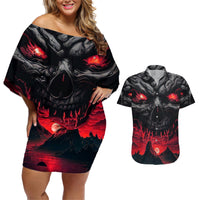 Time To Unleash Alittle Hell!! Couples Matching Off Shoulder Short Dress and Hawaiian Shirt - Wonder Print Shop