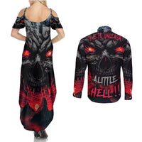 Time To Unleash Alittle Hell!! Couples Matching Summer Maxi Dress and Long Sleeve Button Shirts - Wonder Print Shop