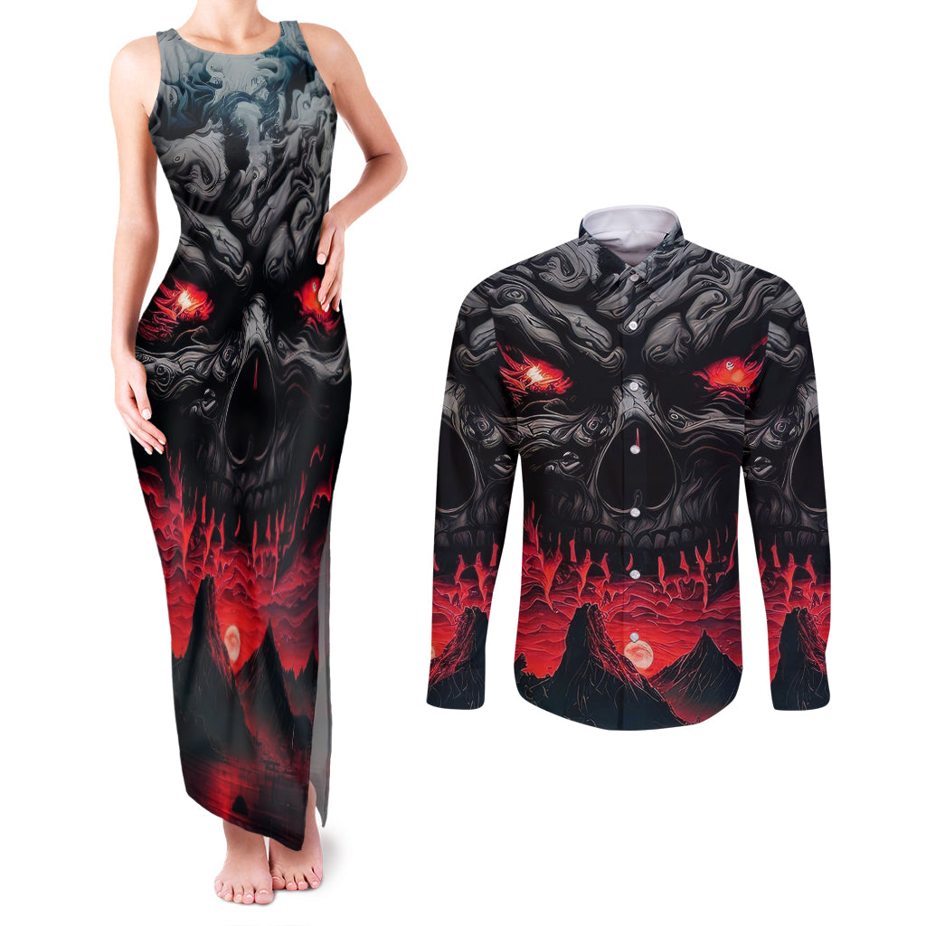 Time To Unleash Alittle Hell!! Couples Matching Tank Maxi Dress and Long Sleeve Button Shirts - Wonder Print Shop