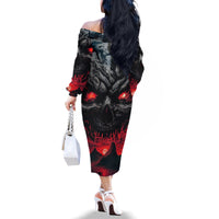 Time To Unleash Alittle Hell!! Family Matching Off Shoulder Long Sleeve Dress and Hawaiian Shirt - Wonder Print Shop