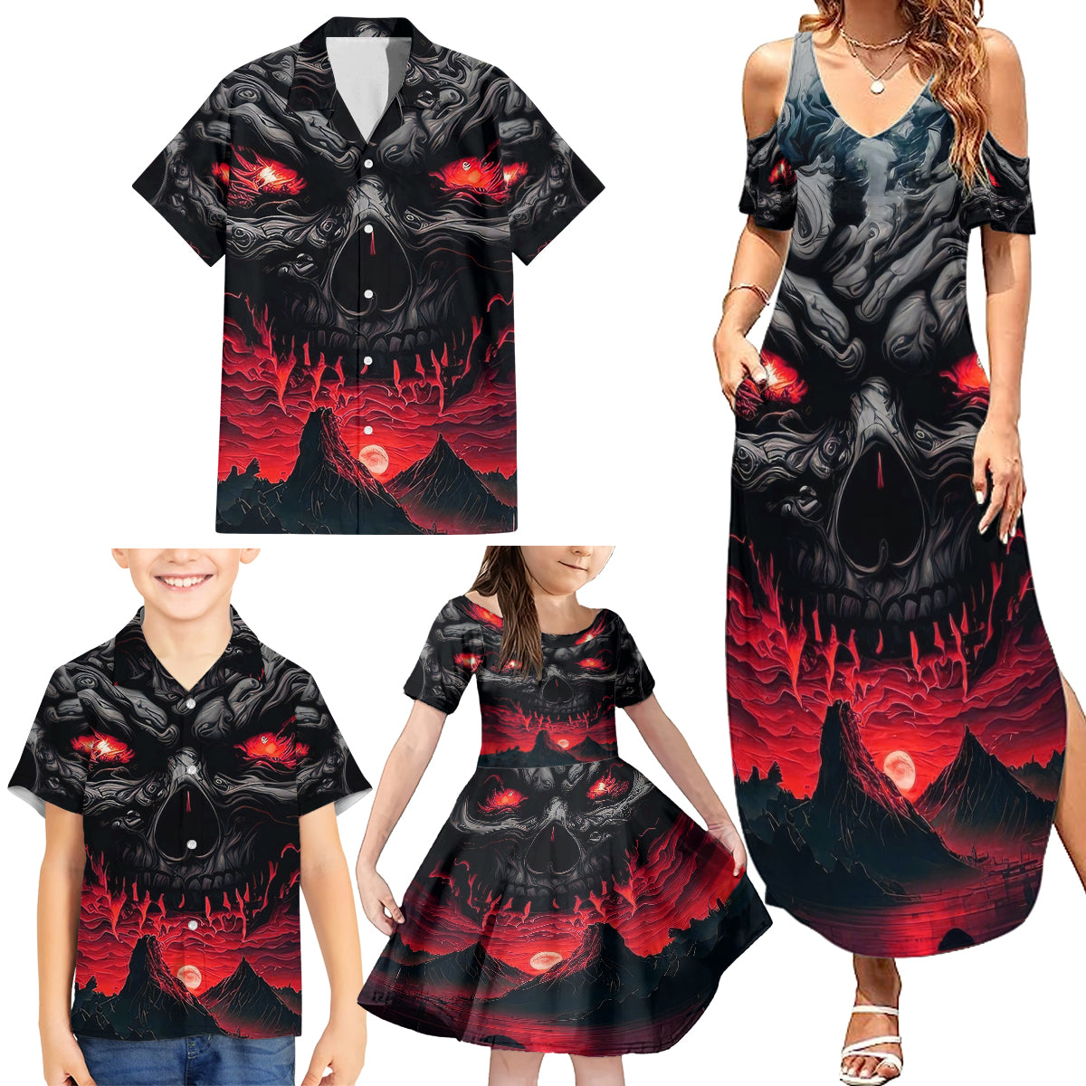 Time To Unleash Alittle Hell!! Family Matching Summer Maxi Dress and Hawaiian Shirt - Wonder Print Shop