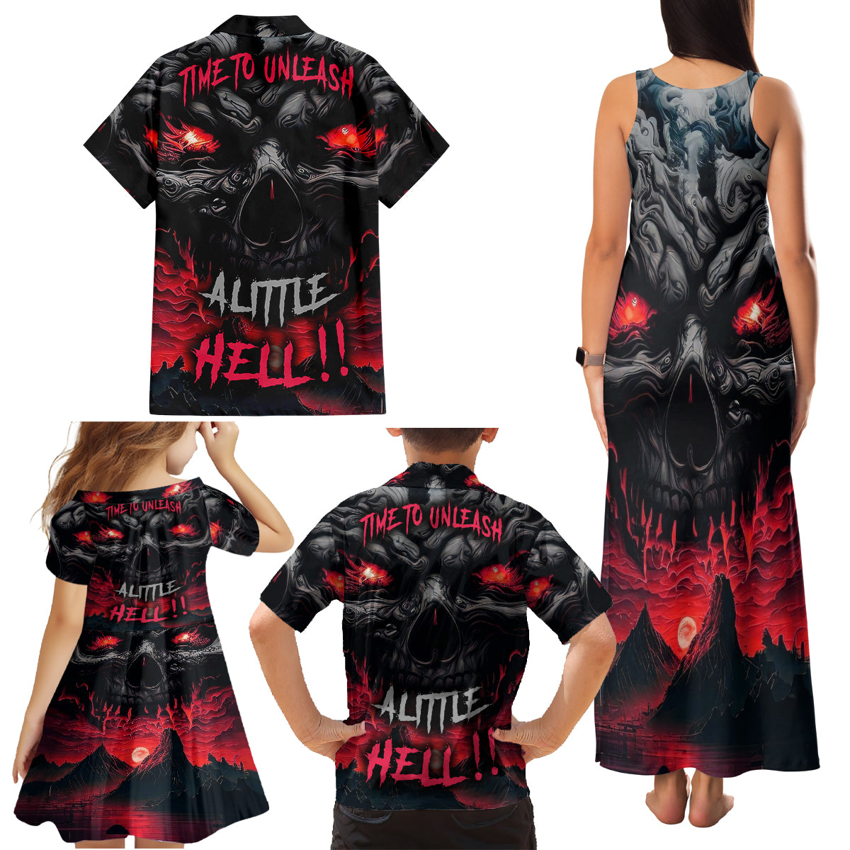 Time To Unleash Alittle Hell!! Family Matching Tank Maxi Dress and Hawaiian Shirt - Wonder Print Shop