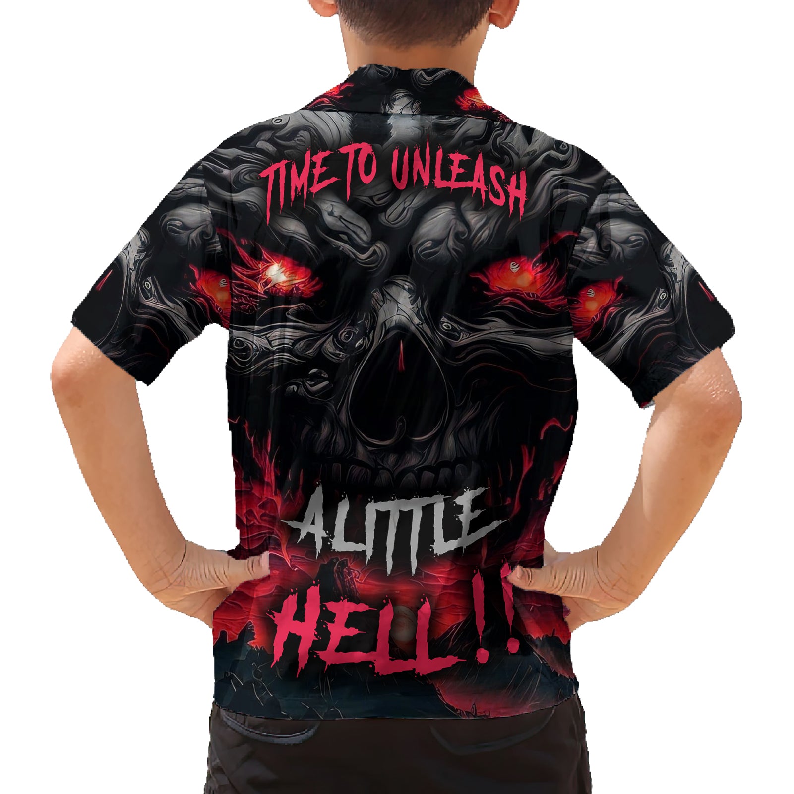 Time To Unleash Alittle Hell!! Kid Hawaiian Shirt - Wonder Print Shop