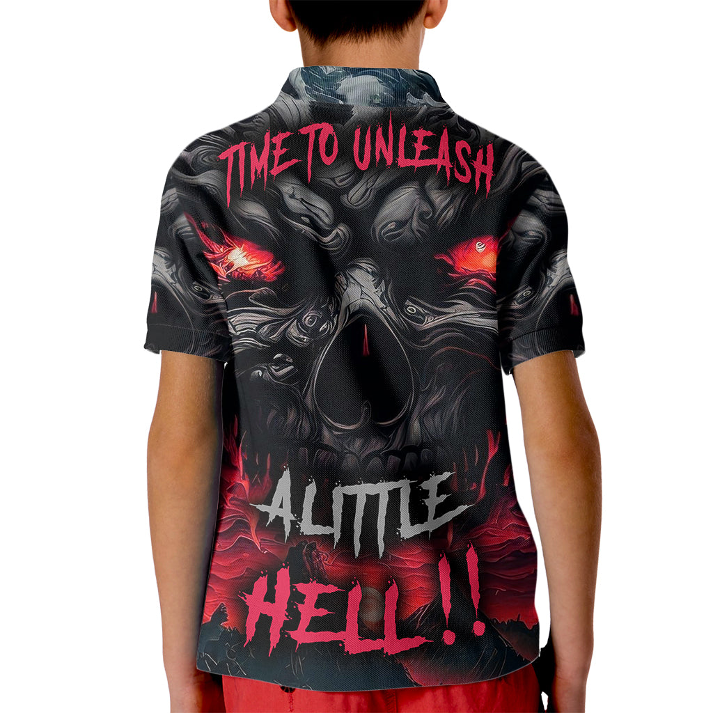 Time To Unleash Alittle Hell!! Kid Polo Shirt - Wonder Print Shop