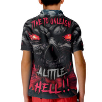 Time To Unleash Alittle Hell!! Kid Polo Shirt - Wonder Print Shop