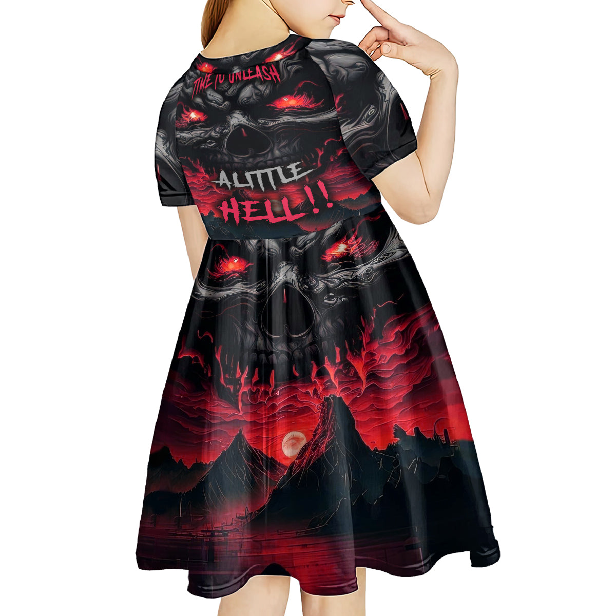 Time To Unleash Alittle Hell!! Kid Short Sleeve Dress - Wonder Print Shop