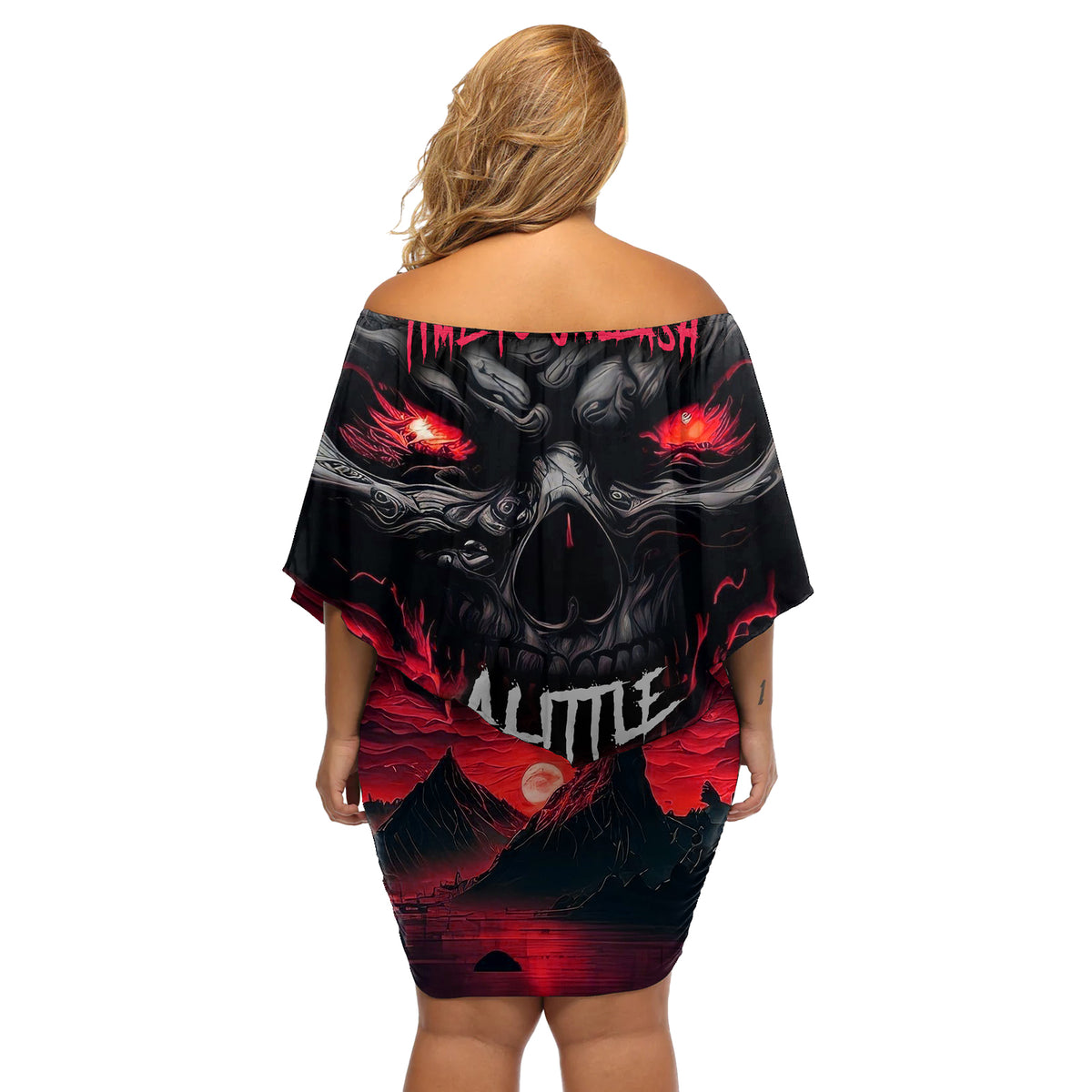 Time To Unleash Alittle Hell!! Off Shoulder Short Dress - Wonder Print Shop