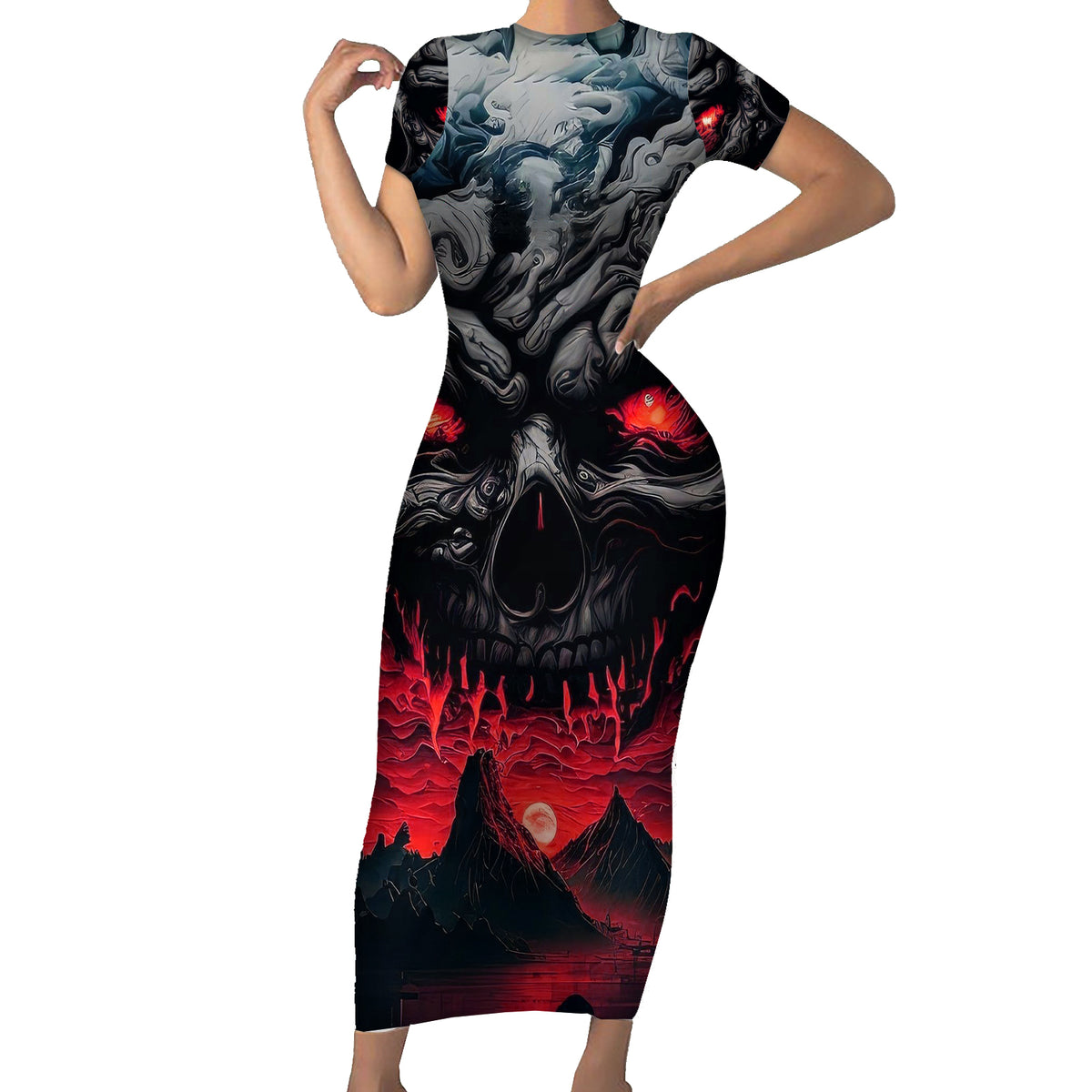 Time To Unleash Alittle Hell!! Short Sleeve Bodycon Dress - Wonder Print Shop